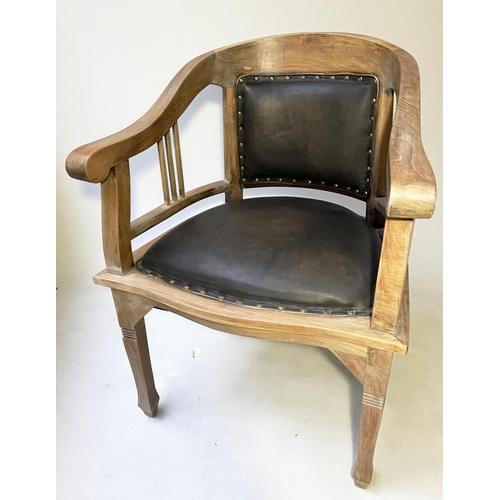 194 - DESK CHAIR, 64cm W, Secessionist style, aged mahogany, with arched back and studded leather seat.
