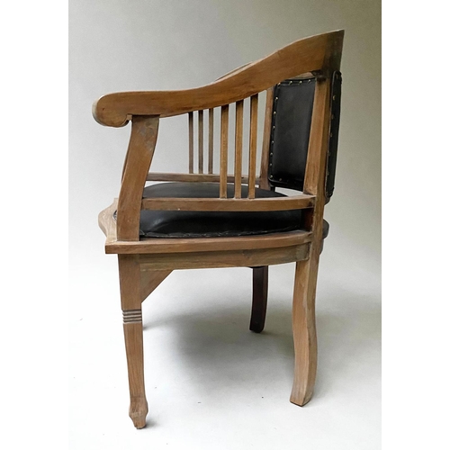 194 - DESK CHAIR, 64cm W, Secessionist style, aged mahogany, with arched back and studded leather seat.