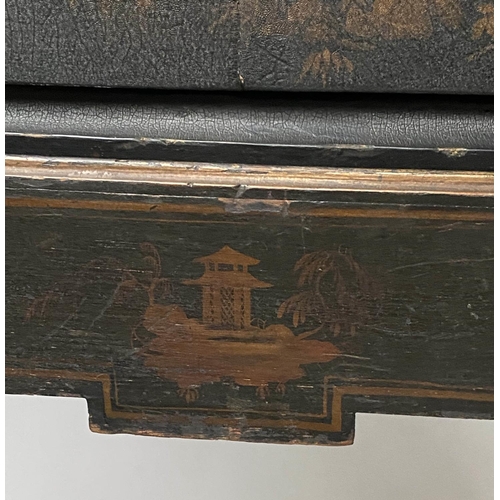 197 - CHEST ON STAND, 61cm W x 46cm D x 110cm H, 17th century lacquered and gilt Chinoserie decorated, wit... 