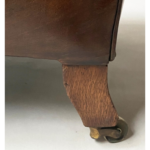 200 - ARMCHAIRS, a pair, 82cm W,  19th century oak, in the Howard manner, with button natural leather and ... 