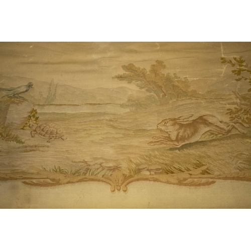 259 - CANAPE, 109cm H x 183cm W, circa 1870, Napoleon III, brown lacquered and brass mounted, with Aubusso... 