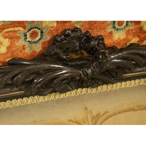 259 - CANAPE, 109cm H x 183cm W, circa 1870, Napoleon III, brown lacquered and brass mounted, with Aubusso... 