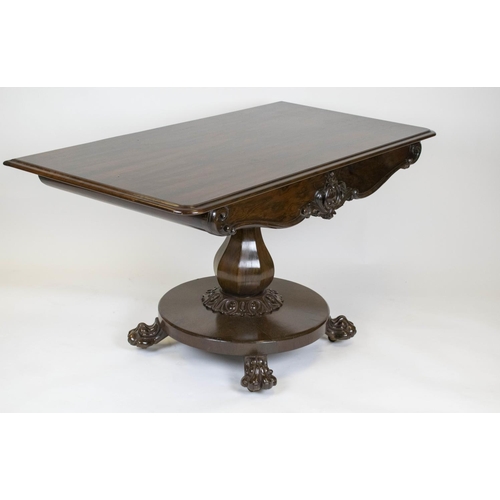271 - CENTRE TABLE, 73cm H x 138cm W x 71cm D, mid Victorian, rosewood, with two drawers on pedestal and c... 