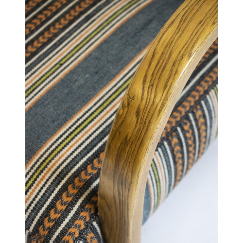 272 - HALABALA ARMCHAIRS, a pair, 92cm H x 55cm W, ash framed, in striped fabric. (2)