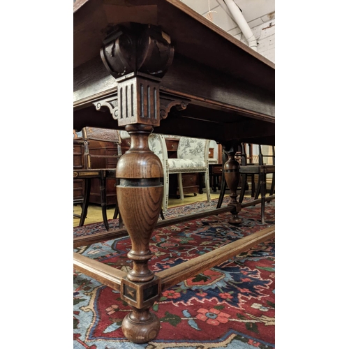 282 - REFECTORY TABLE, 76cm H x 298cm L x 87cm W, 19th century Dutch oak.