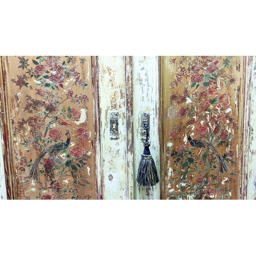 294 - ARMOIRE, 205cm x 126cm x 60cm D, Continental painted pine, with two panelled doors above two drawers... 