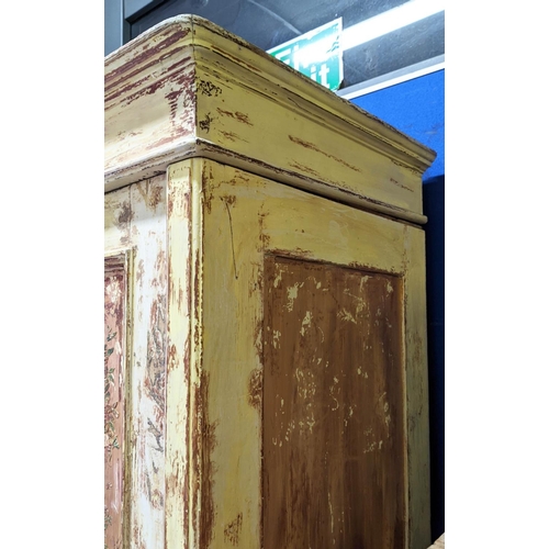 294 - ARMOIRE, 205cm x 126cm x 60cm D, Continental painted pine, with two panelled doors above two drawers... 