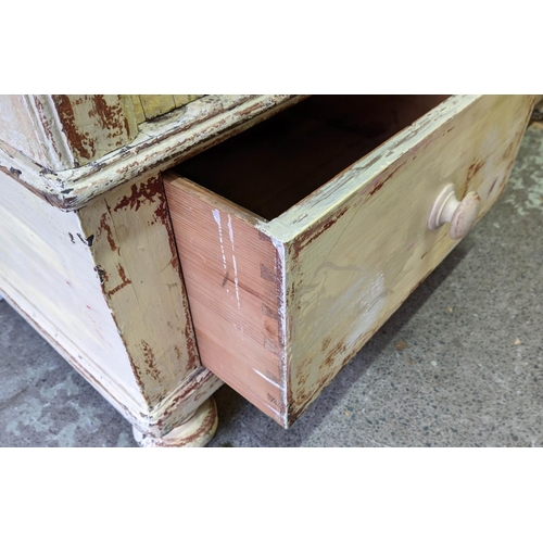 294 - ARMOIRE, 205cm x 126cm x 60cm D, Continental painted pine, with two panelled doors above two drawers... 