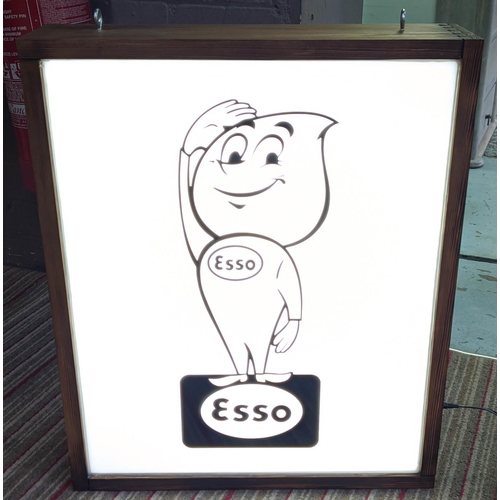 389 - ESSO MAN BY BEE RICH, 46cm x 12xm x 50cm, bespoke light up wall art.