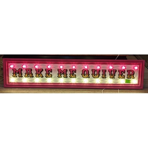 391 - MAKE ME QUIVER BY BEE RICH, 196cm x 41cm, bespoke light up wall art.