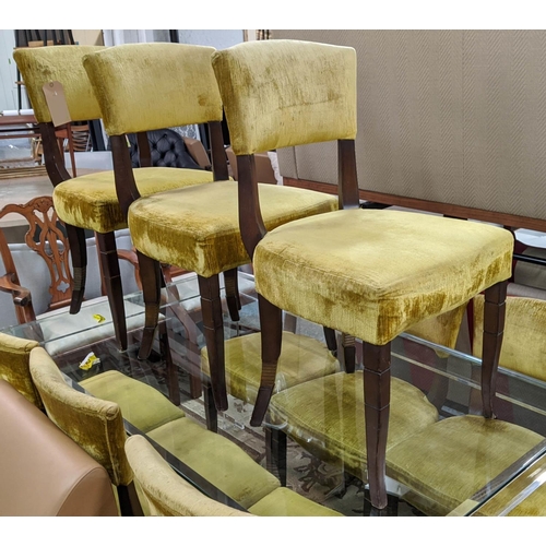 411 - DINING CHAIRS, a set of ten, contemporary, green velvet upholstery, 87cm H, (10)