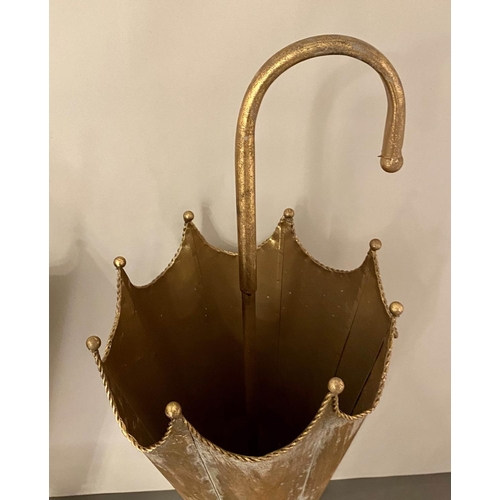 526 - UMBRELLA STANDS, a pair, 75cm x 29cm, gilt metal. (2)