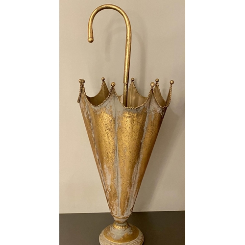 526 - UMBRELLA STANDS, a pair, 75cm x 29cm, gilt metal. (2)