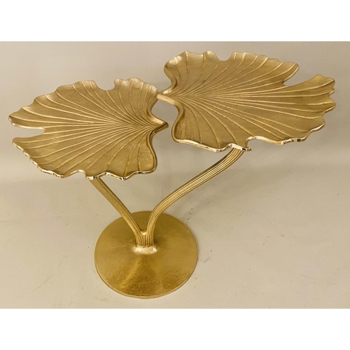 529 - GINKGO LEAF SIDE TABLE, two tier, 68cm x 54cm x 41cm, gilt metal.