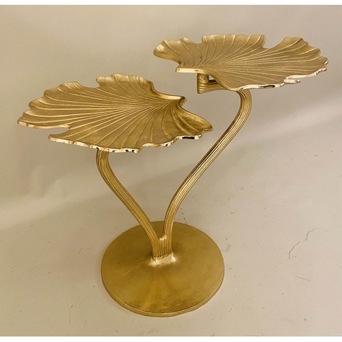 529 - GINKGO LEAF SIDE TABLE, two tier, 68cm x 54cm x 41cm, gilt metal.