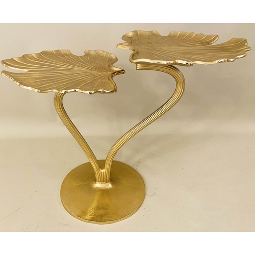 529 - GINKGO LEAF SIDE TABLE, two tier, 68cm x 54cm x 41cm, gilt metal.