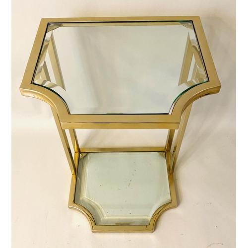 531 - MARTINI TABLE, 60cm x 40cm x 35cm, gilt metal and glass.