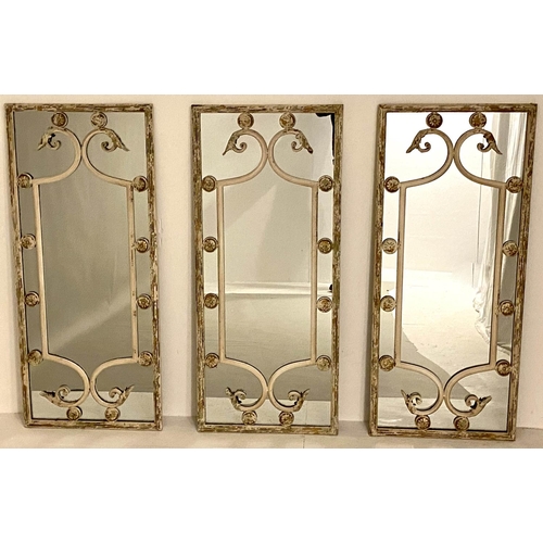 533 - ARCHITECTURAL WALL MIRRORS, a set of three, 111cm x 48cm, Regency style. (3)