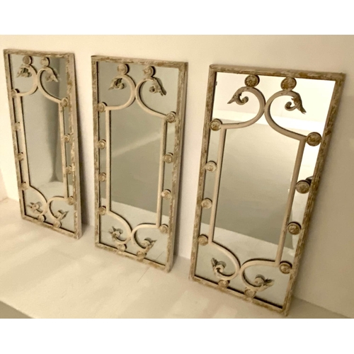 533 - ARCHITECTURAL WALL MIRRORS, a set of three, 111cm x 48cm, Regency style. (3)