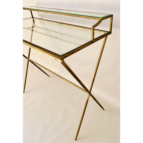 551 - MAISON JANSEN STYLE WRITING DESK, 87cm x 69cm x 39cm, gilt metal and glass.