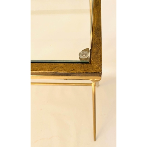 551 - MAISON JANSEN STYLE WRITING DESK, 87cm x 69cm x 39cm, gilt metal and glass.