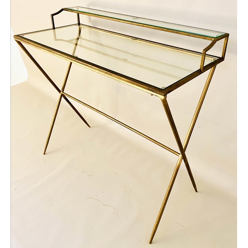 551 - MAISON JANSEN STYLE WRITING DESK, 87cm x 69cm x 39cm, gilt metal and glass.