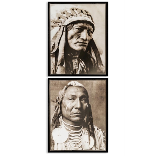 558 - CONTEMPORARY SCHOOL PHOTO PRINTS, 90cm x 73cm x 3cm, a set of two, native American gentlemen, framed... 