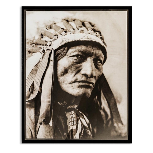 558 - CONTEMPORARY SCHOOL PHOTO PRINTS, 90cm x 73cm x 3cm, a set of two, native American gentlemen, framed... 