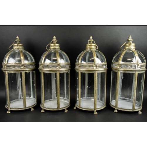 560 - STORM LANTERNS, four, 46cm x 19cm, gilt metal, Regency style design. (4)