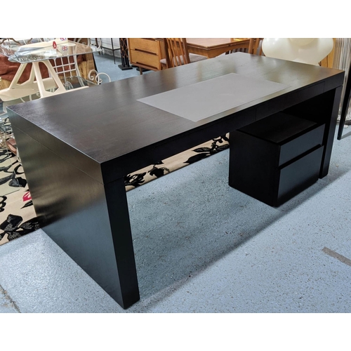 452 - DESK AND CABINET, contemporary design, leather detail, two drawers on each desk, 193cm x 92cm x 78cm... 