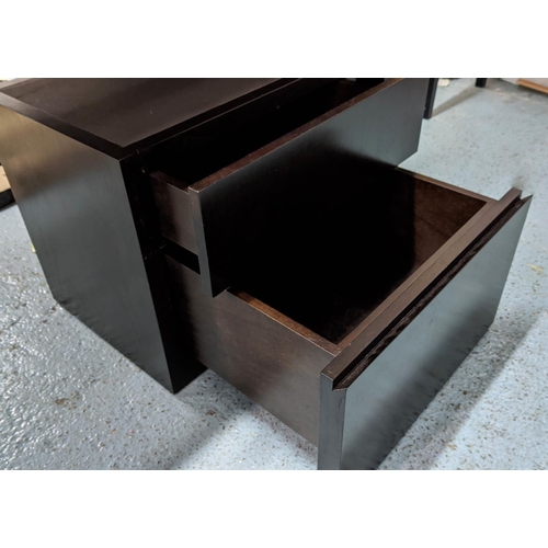 452 - DESK AND CABINET, contemporary design, leather detail, two drawers on each desk, 193cm x 92cm x 78cm... 