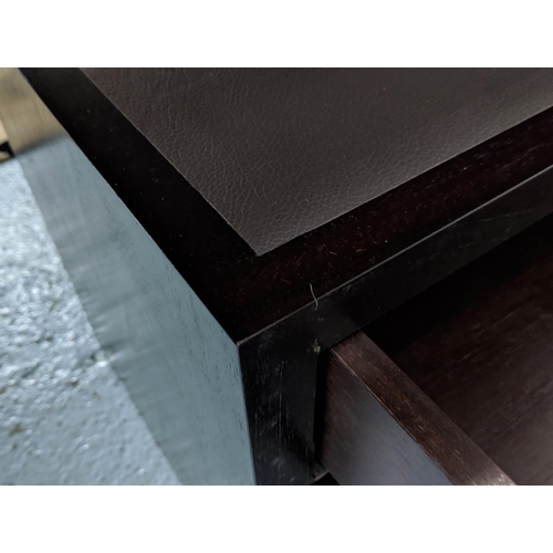 452 - DESK AND CABINET, contemporary design, leather detail, two drawers on each desk, 193cm x 92cm x 78cm... 