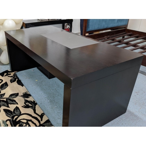 452 - DESK AND CABINET, contemporary design, leather detail, two drawers on each desk, 193cm x 92cm x 78cm... 