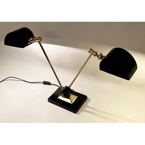 511 - DESK LAMP, 51cm x 65cm x 17cm, two branch, 1950's Italian style.