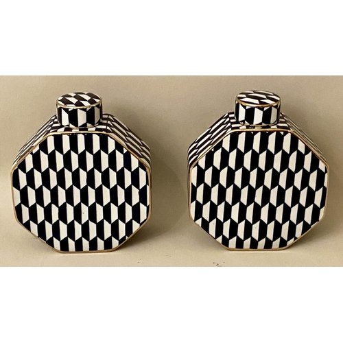 512 - GINGER JARS, a pair, 30cm x 24cm x 10cm, glazed ceramic, 1960's style geometric print design. (2)