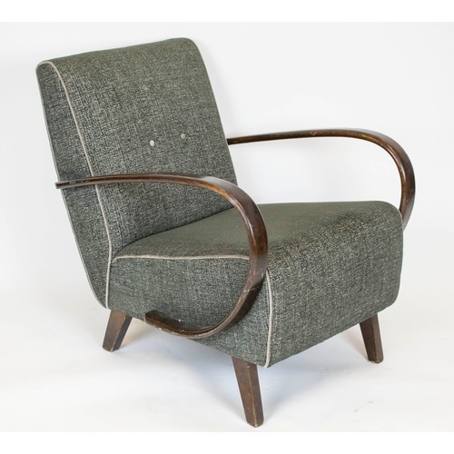 273 - HALABALA ARMCHAIRS, 81cm H x 69cm W, a pair, mid 20th century beechwood, in grey fabric. (2)