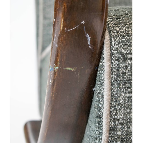 273 - HALABALA ARMCHAIRS, 81cm H x 69cm W, a pair, mid 20th century beechwood, in grey fabric. (2)