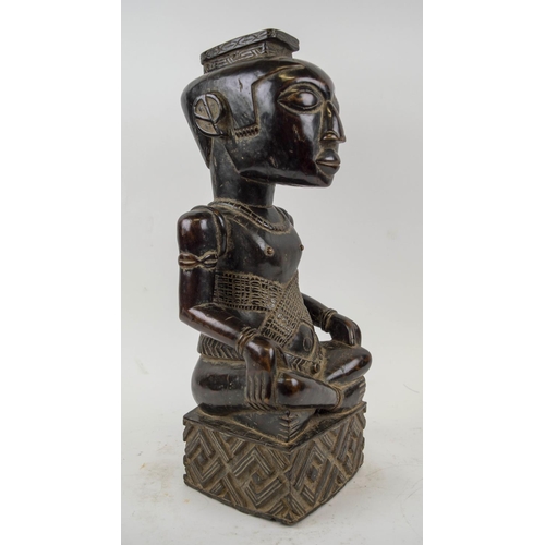 113 - LUBA STATUE, D.R. Congo, depicting an ancestor, carved wood 50cm H