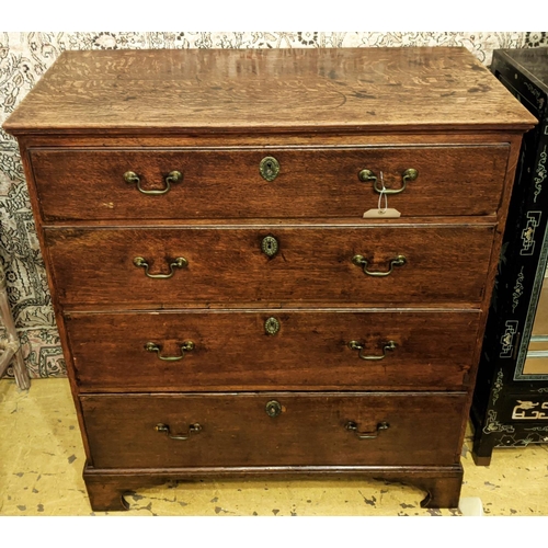 349 - CHEST, 102cm H x 91cm W x 47cm D, George III oak and pine, of four drawers.