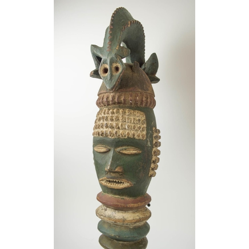 112 - WITHDRAWN - IBIBIO POSTS, a pair, Nigerian, carved and painted wood 70cm H (2)