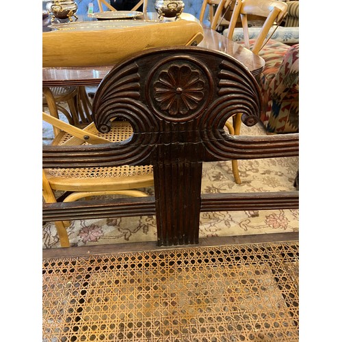236 - ANGLO INDIAN SEAT, mid 19th century, carved teak and cane panelled, with reeded turned supports and ... 