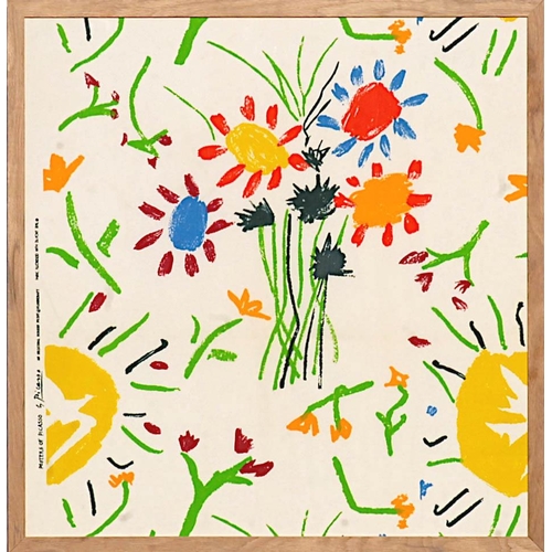 75 - PABLO PICASSO 'Bouquet of Flowers', original screenprint, posters of Picasso, Bloomcraft, 65cm x 65c... 