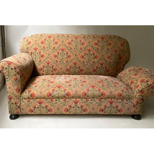 182 - DROP END SOFA, Victorian tapestry style upholstery with drop end arm, 160cm W.