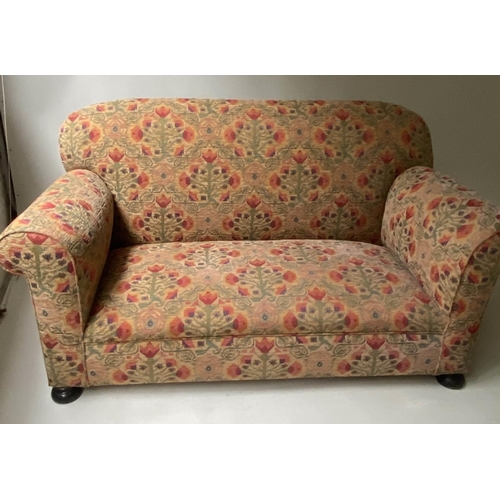 182 - DROP END SOFA, Victorian tapestry style upholstery with drop end arm, 160cm W.