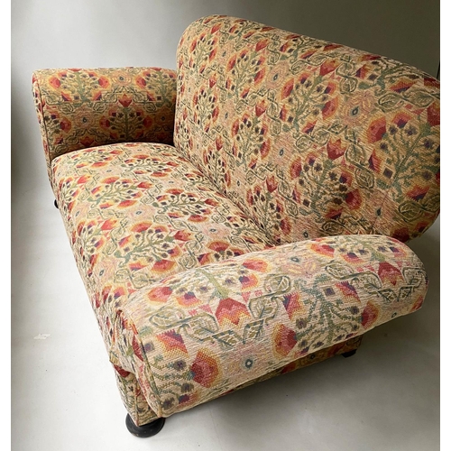 182 - DROP END SOFA, Victorian tapestry style upholstery with drop end arm, 160cm W.