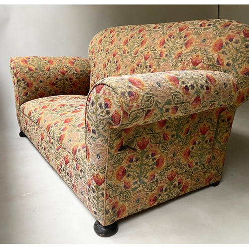 182 - DROP END SOFA, Victorian tapestry style upholstery with drop end arm, 160cm W.