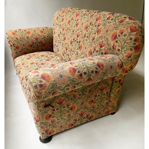 182 - DROP END SOFA, Victorian tapestry style upholstery with drop end arm, 160cm W.