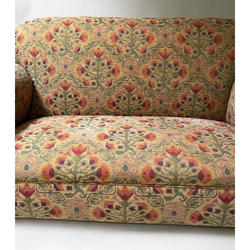 182 - DROP END SOFA, Victorian tapestry style upholstery with drop end arm, 160cm W.