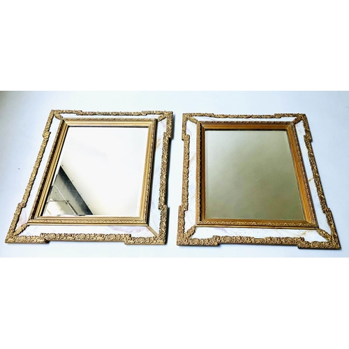 183 - WALL MIRRORS, a pair, rectangular late 19th/early 20th century gilt and marble framed. (2)