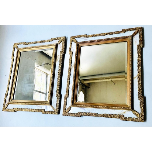 183 - WALL MIRRORS, a pair, rectangular late 19th/early 20th century gilt and marble framed. (2)